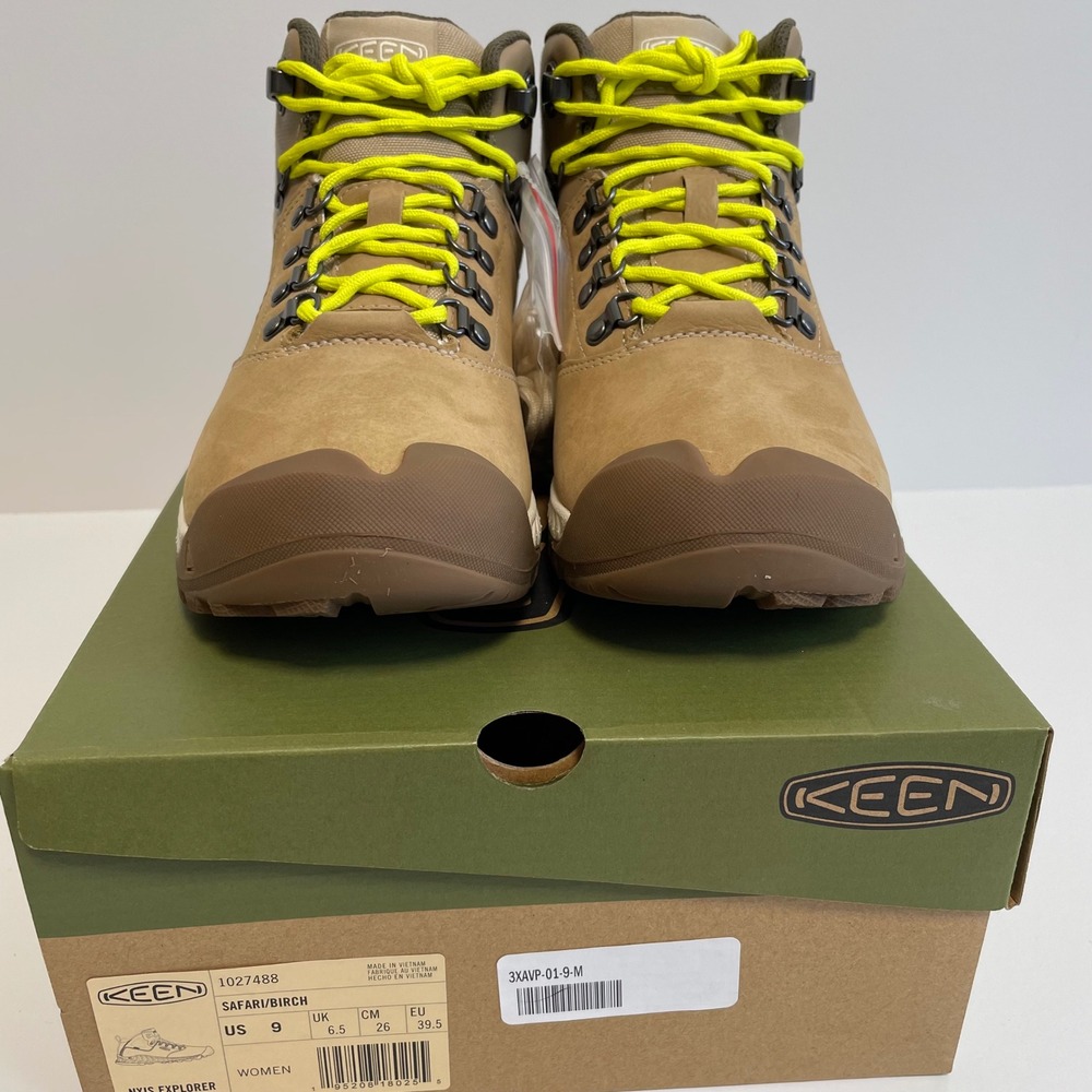 KEEN NXIS Explorer Mid WP Hiking Boots Size 9 Safari Birch NIB $180 Retail